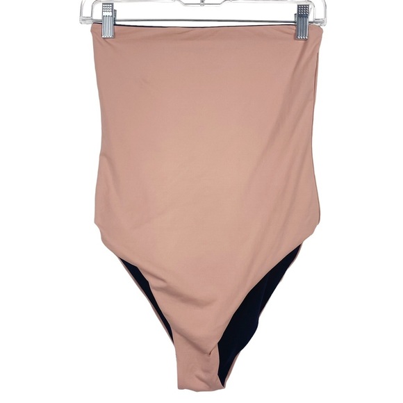 KYA SWIM Havana Reversible Strapless One Piece Bathing Suit Swim Black Tan Rose - Picture 2 of 11